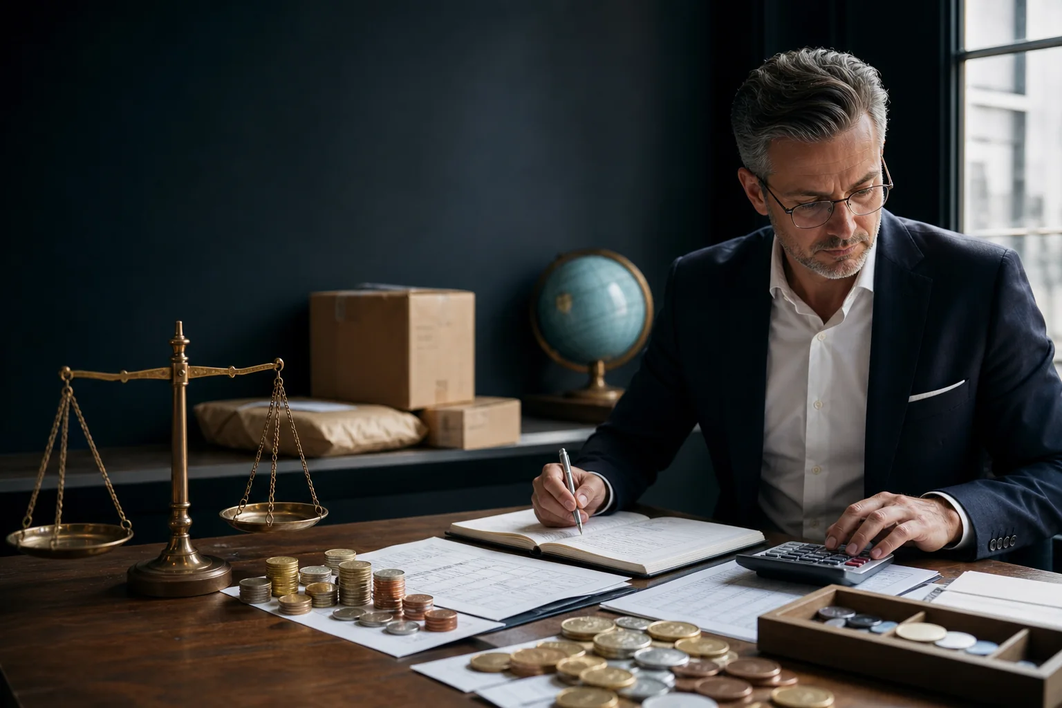 Accountant comparing ecommerce currencies and exchange rate variances