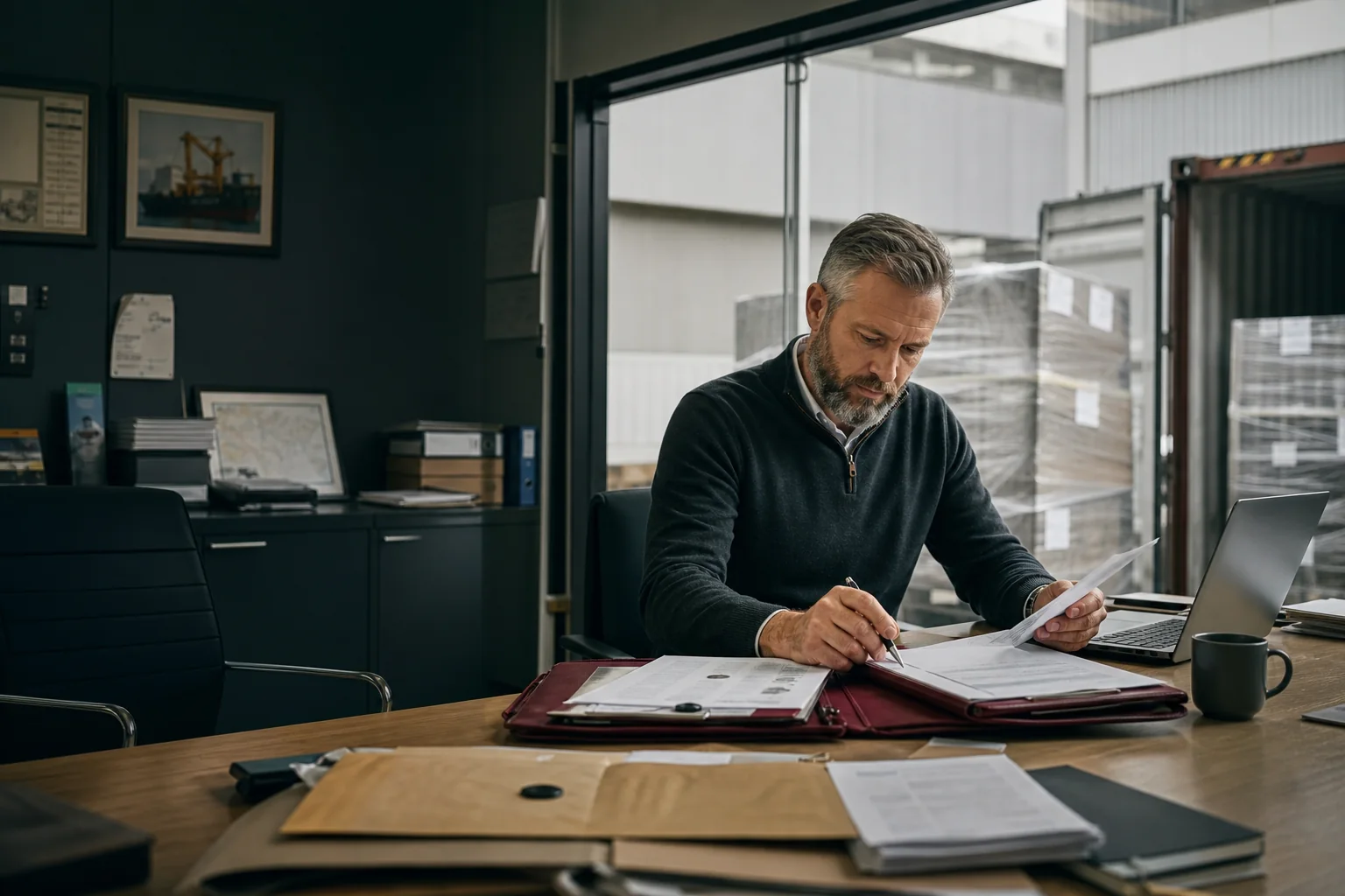 Importer reviewing freight documents for UK import VAT recovery